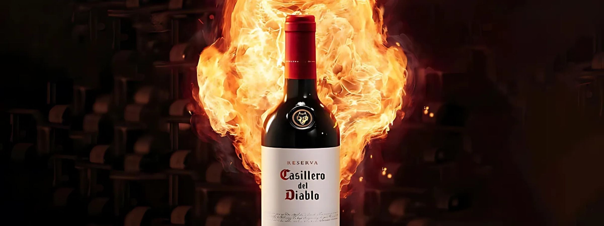 Casillero del Diablo branded alcohol bottles arranged for display