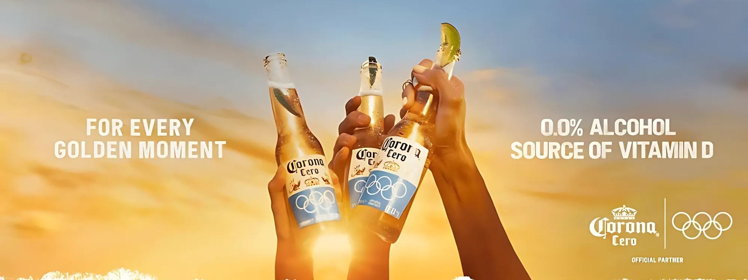 Corona branded alcohol bottles arranged for display