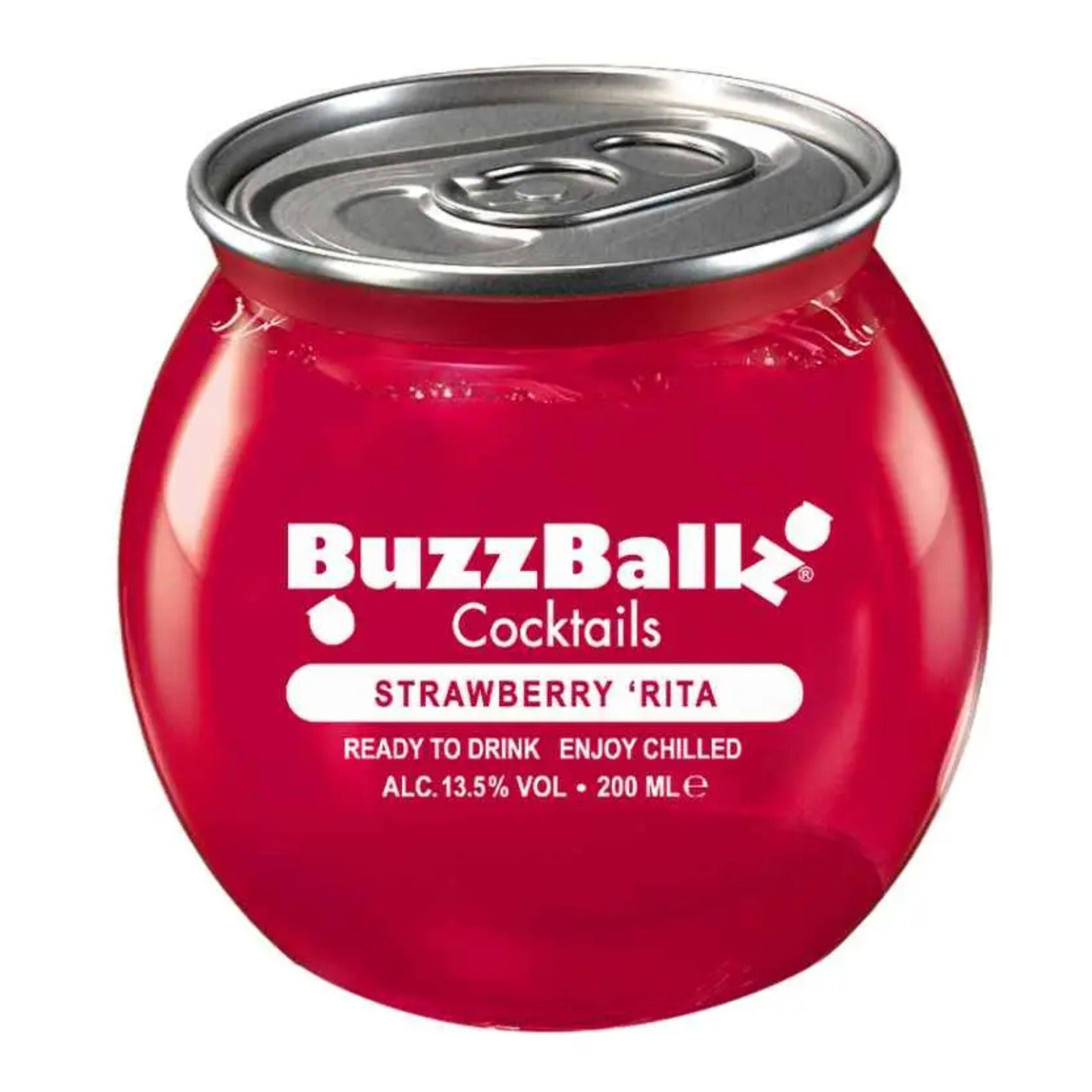 RedBuzzBall Cocktails Strawberry 'Rita can on a white background