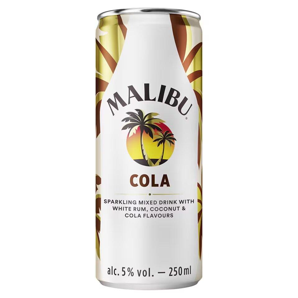 Malibu Caribbean Rum with Coconut & Cola Sparkling Premixed, 250ml - Citywide Drinks