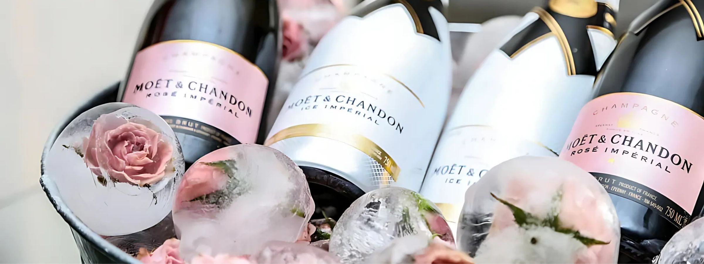 Moët & Chandon champagne bottles with gold foil and elegant packaging