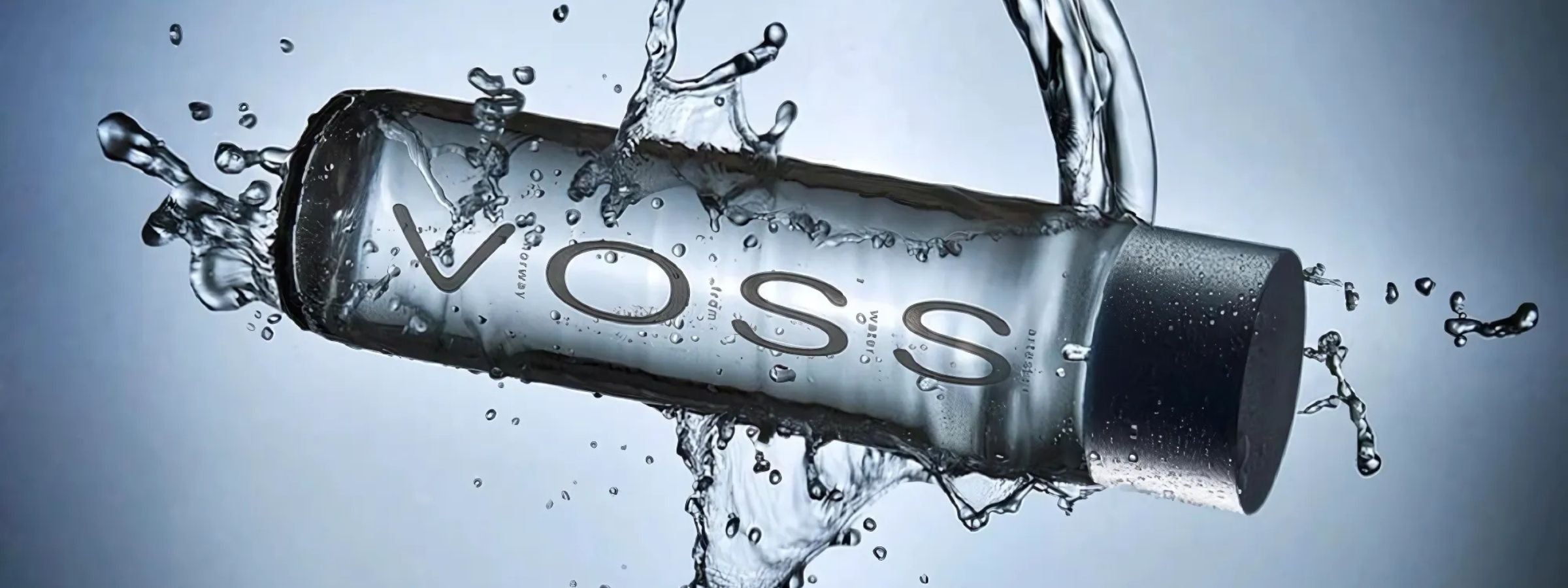 Voss water bottle with clean minimalist background