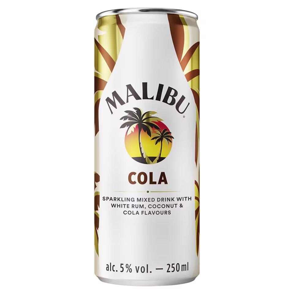 Malibu Caribbean Rum with Coconut & Cola Sparkling Premixed, 250ml - Citywide Drinks 