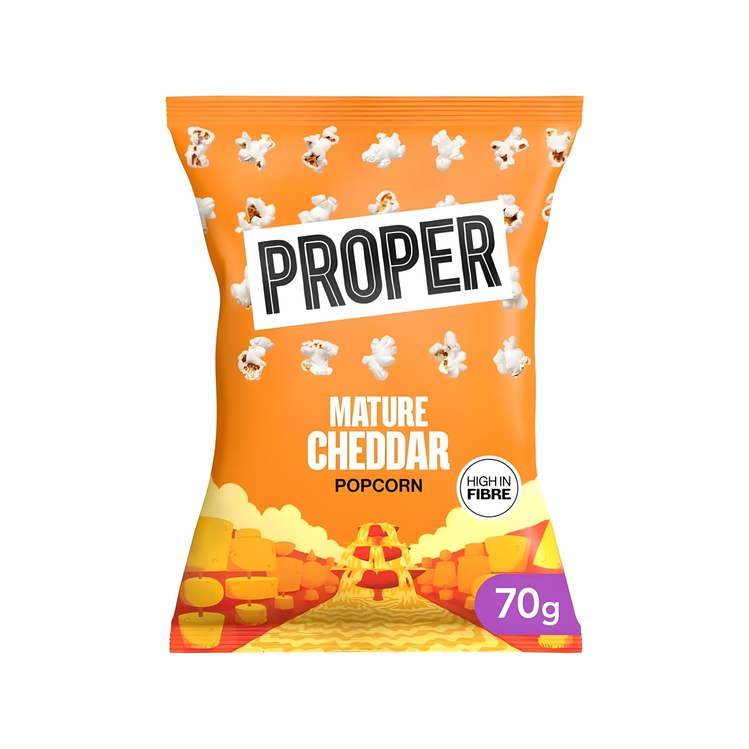 PROPER Corn Mature Cheddar Popcorn 70g bag with cheese flavour