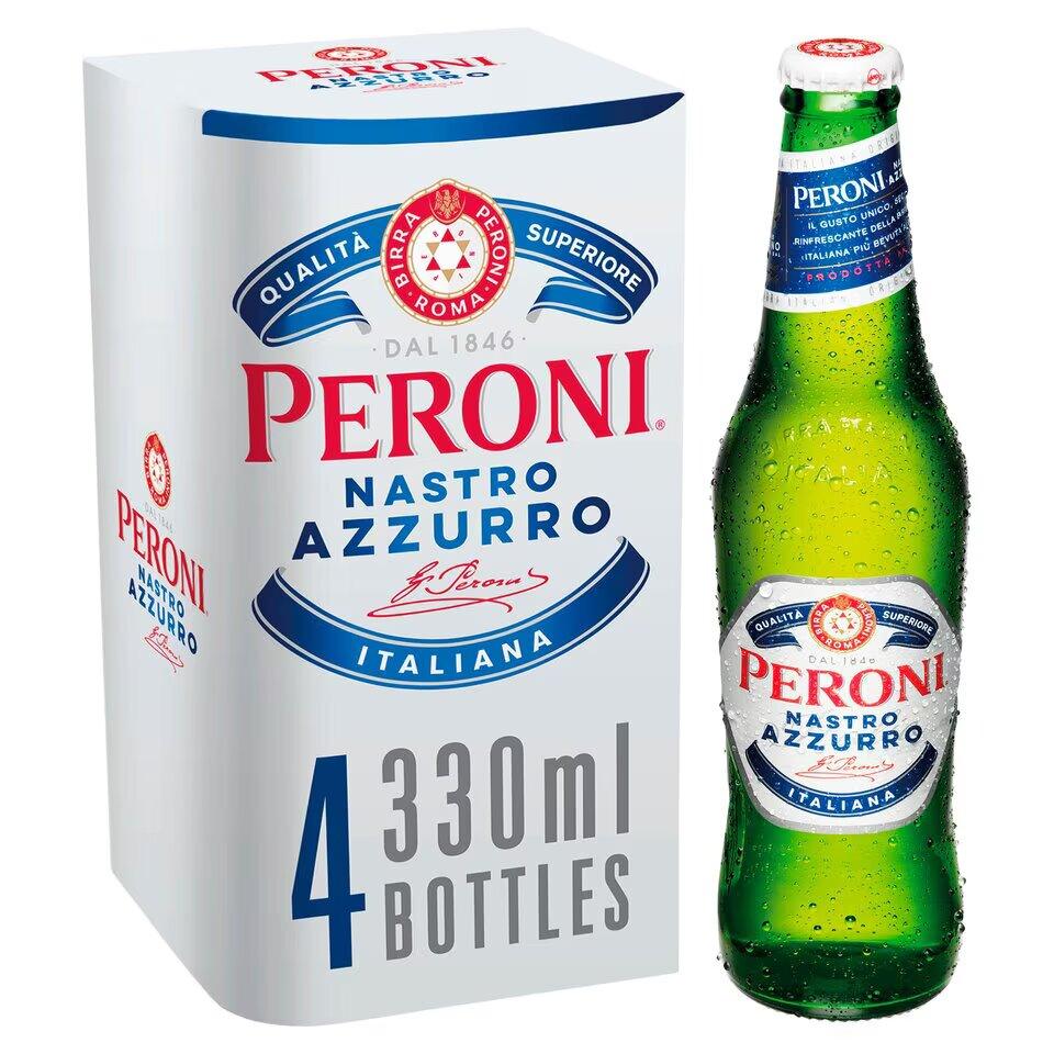 Peroni Nastro Azzurro Premium Lager, 4x 330ml - Citywide Drinks 