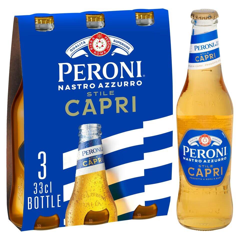 Peroni Nastro Azzurro Stile Capri Lager, 3X 330Ml - Citywide Drinks 